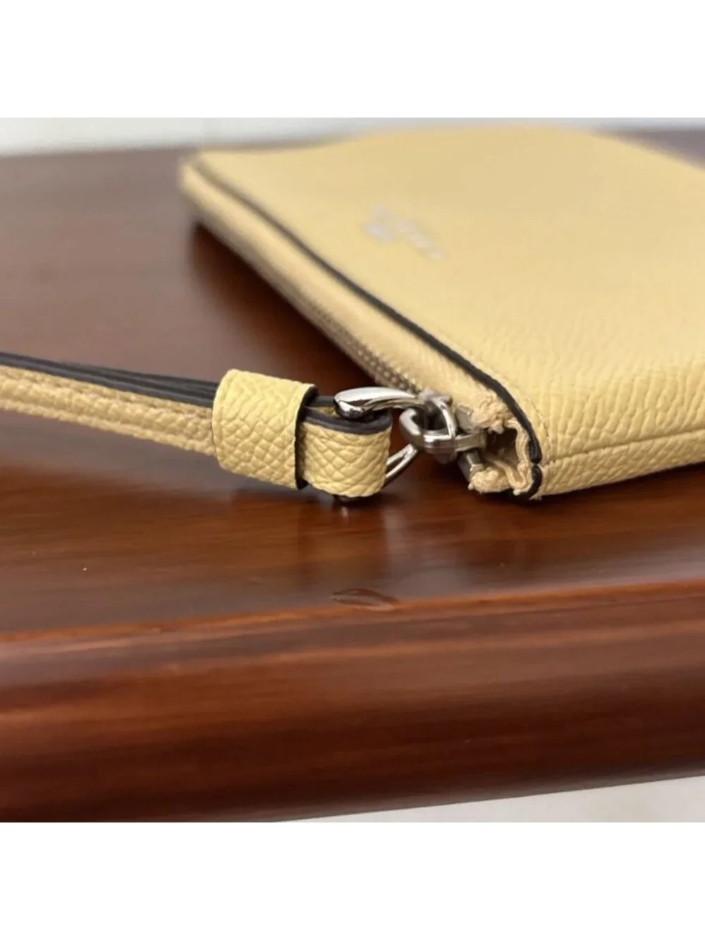 Coach Retro Yellow Leather Wristlet Corner Zip Wallet Small Clutch #58032
